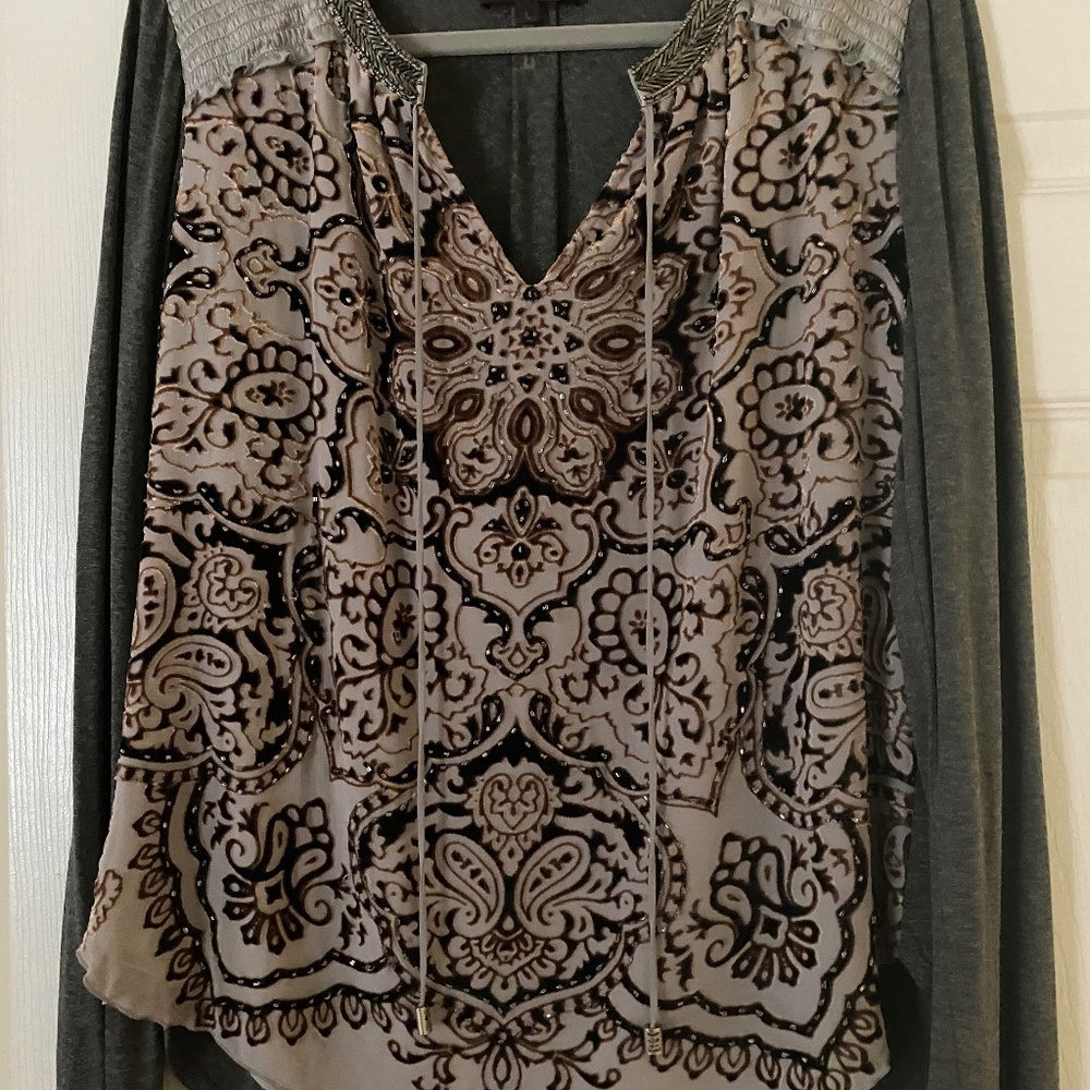 HALE BOB Beaded gray top